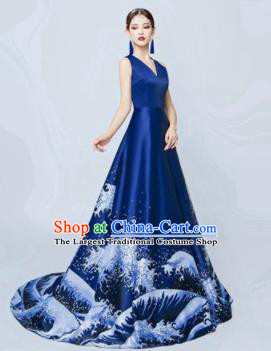 Top Grade Catwalks Costume Chorus Compere Modern Dance Party Royalblue Full Dress for Women