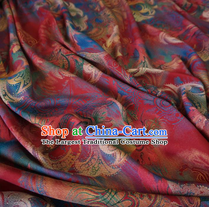 Asian Chinese Traditional Royal Pattern Red Watered Gauze Cheongsam Silk Fabric Chinese Fabric Material