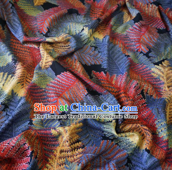 Asian Chinese Traditional Royal Leaf Pattern Watered Gauze Cheongsam Silk Fabric Chinese Fabric Material