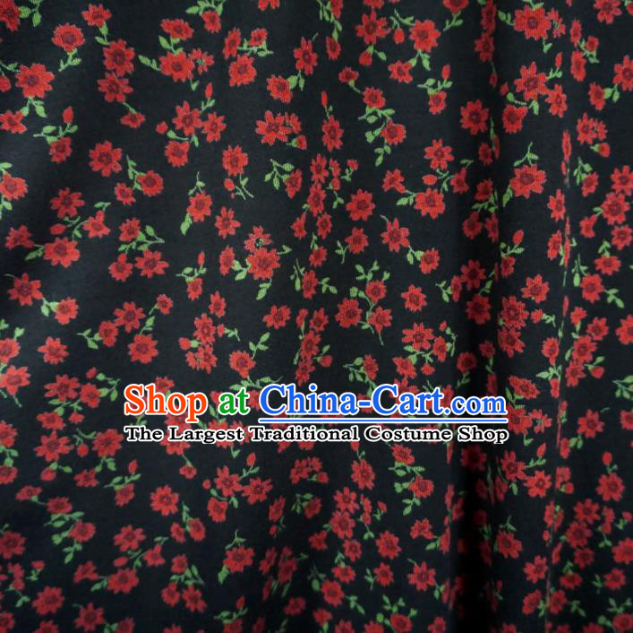 Asian Chinese Traditional Flowers Pattern Design Black Watered Gauze Cheongsam Silk Fabric Chinese Fabric Material