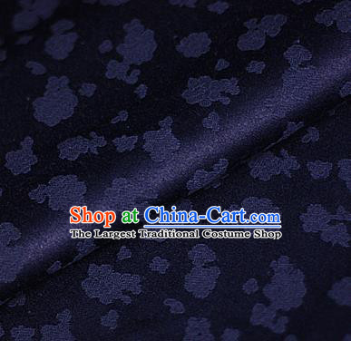 Asian Chinese Traditional Royal Flowers Pattern Navy Brocade Cheongsam Silk Fabric Chinese Satin Fabric Material