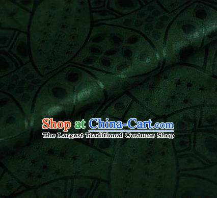 Asian Chinese Traditional Leaf Pattern Deep Green Brocade Cheongsam Silk Fabric Chinese Satin Fabric Material