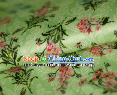 Asian Chinese Classical Orchid Pattern Green Brocade Cheongsam Silk Fabric Chinese Traditional Satin Fabric Material