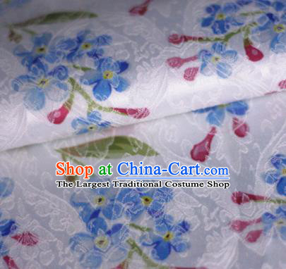 Asian Chinese Classical Little Flowers Pattern White Brocade Cheongsam Silk Fabric Chinese Traditional Satin Fabric Material