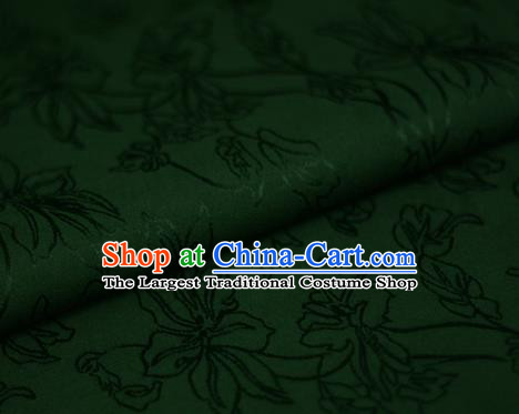 Asian Chinese Traditional Classical Jacquard Pattern Deep Green Brocade Cheongsam Silk Fabric Chinese Satin Fabric Material