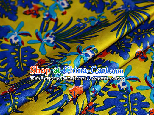 Asian Chinese Traditional Classical Pattern Yellow Brocade Cheongsam Silk Fabric Chinese Satin Fabric Material