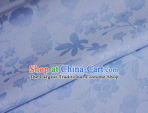 Asian Chinese Classical Pattern Blue Brocade Cheongsam Silk Fabric Chinese Traditional Satin Fabric Material