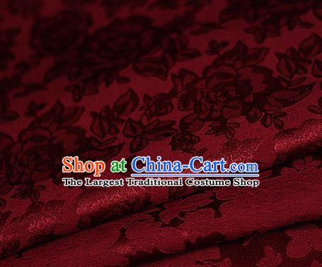 Asian Chinese Classical Peony Pattern Red Brocade Cheongsam Silk Fabric Chinese Traditional Satin Fabric Material