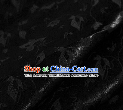 Chinese Classical Acanthus Pattern Black Brocade Cheongsam Silk Fabric Chinese Traditional Satin Fabric Material