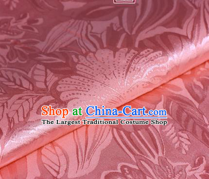 Chinese Classical Epiphyllum Pattern Design Pink Brocade Cheongsam Silk Fabric Chinese Traditional Satin Fabric Material