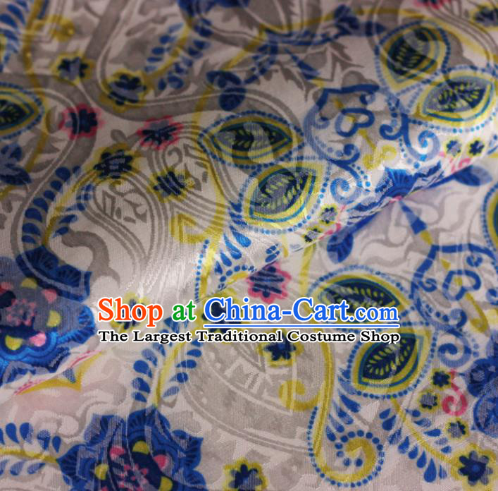 Chinese White Satin Classical Pattern Design Brocade Cheongsam Silk Fabric Chinese Traditional Satin Fabric Material