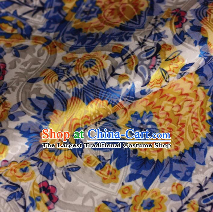 Chinese Classical Yellow Flowers Pattern Design Brocade Cheongsam Silk Fabric Chinese Traditional Satin Fabric Material