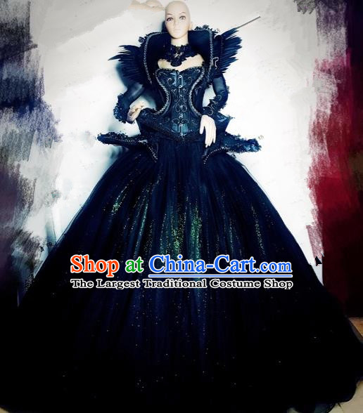 Handmade Europe Court Stage Show Full Dress Halloween Cosplay Queen Fancy Ball Modern Fancywork Costume for Women