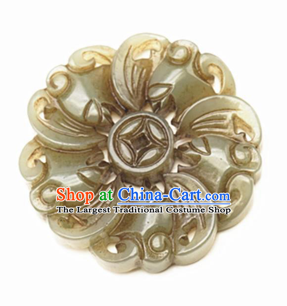 Handmade Chinese Carving Copper Jade Pendant Traditional Jade Craft Jewelry Accessories