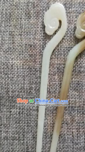 Chinese Handmade Jade Hairpins Carving Cloud Jade Hair Clip Hair Accessories for Women for Men