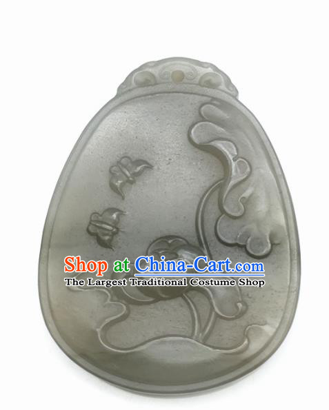 Chinese Handmade Jade Craft Carving Lotus Jade Jewelry Accessories Jade Necklace Pendant