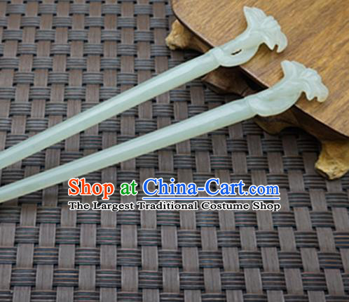 Chinese Handmade Jade Hairpins Carving Jade Hair Accessories for Women for Men