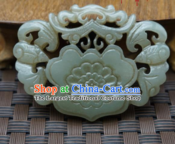 Chinese Handmade Carving Bats Jade Pendant Traditional Jade Craft Jewelry Accessories