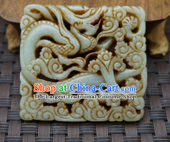 Chinese Handmade Carving Dragon Jade Pendant Traditional Jade Craft Jewelry Accessories