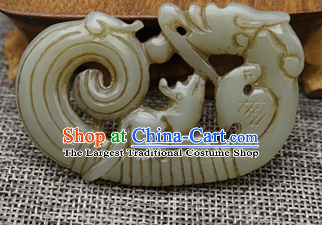 Chinese Handmade Carving Rat Jade Pendant Traditional Jade Craft Jewelry Accessories