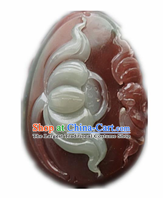 Chinese Handmade Carving Bat Lotus Jade Pendant Traditional Jade Craft Jewelry Accessories