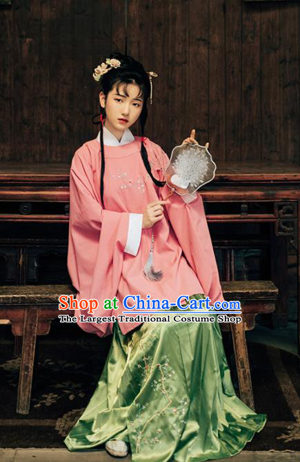 Asian Chinese Ancient Aristocratic Female Embroidered Hanfu Dress Traditional Ming Dynasty Historical Costume for Women