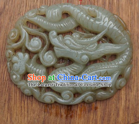 Chinese Handmade Jewelry Accessories Carving Dragon Jade Pendant Ancient Traditional Jade Craft Decoration