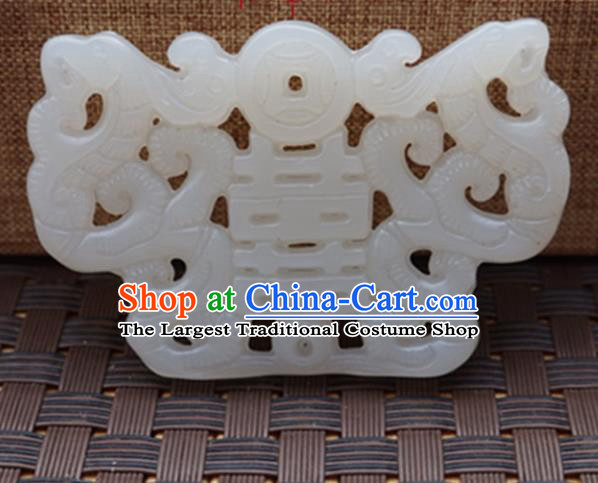 Chinese Handmade Jewelry Accessories Wedding Carving White Jade Pendant Ancient Traditional Jade Craft Decoration