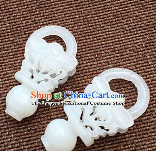 Chinese Handmade White Jade Carving Vases Pendant Jewelry Accessories Ancient Traditional Jade Craft Decoration