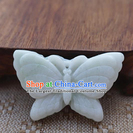 Chinese Handmade Jade Carving Butterfly Pendant Jewelry Accessories Ancient Traditional Jade Craft Decoration