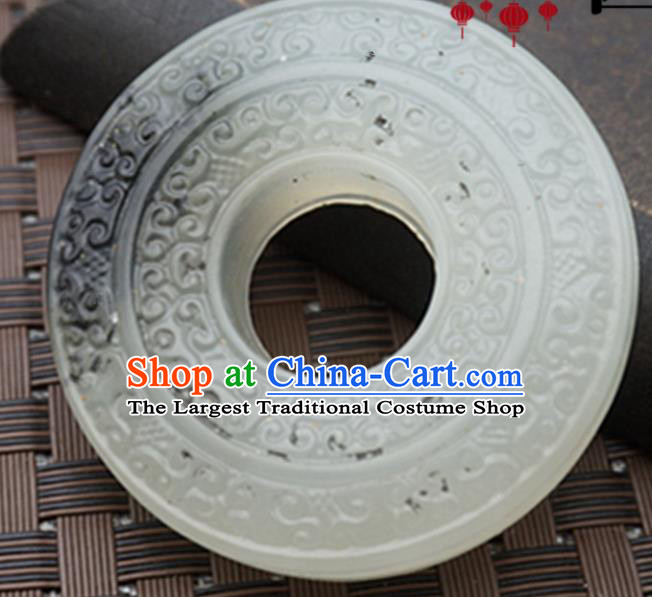 Handmade Chinese Ancient Jade Carving Ring Pendant Traditional Jade Craft Jewelry Decoration Accessories