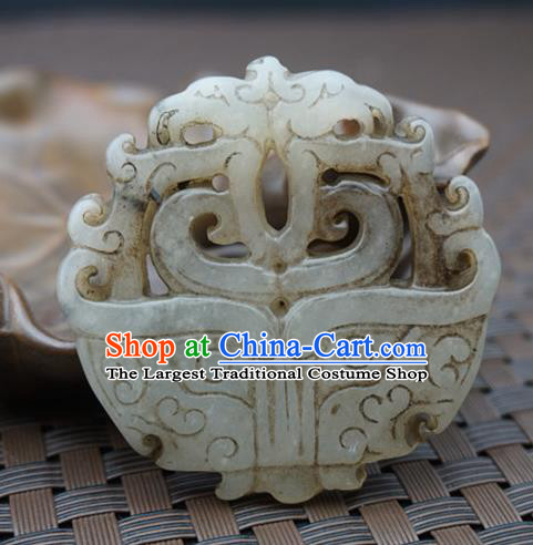 Handmade Chinese Ancient Carving Jade Pendant Traditional Jade Craft Jewelry Decoration Accessories