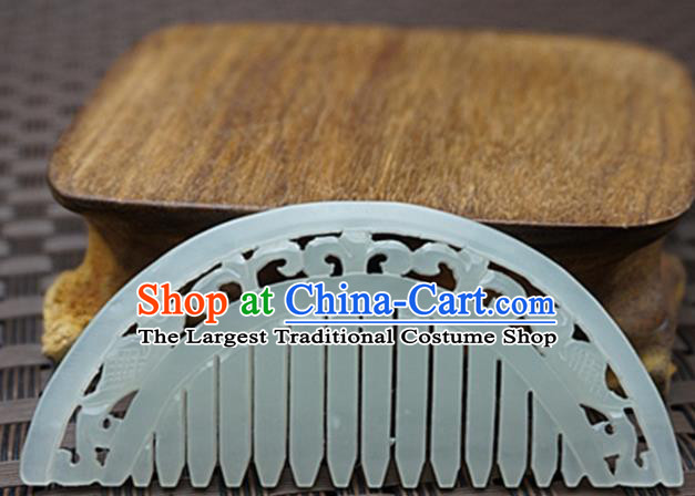 Chinese Handmade Jade Carving Hair Comb Ancient Jade Hairpins Hair Accessories for Women