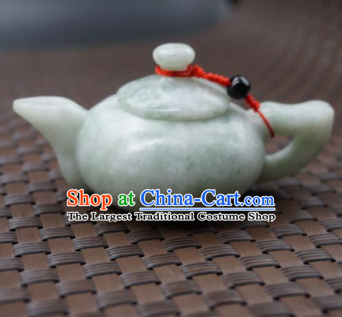 Chinese Handmade Jade Pendant Carving Teapot Jewelry Accessories Ancient Traditional Jade Craft Decoration