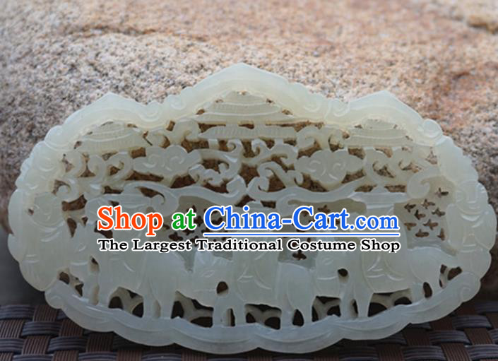 Chinese Handmade Carving Jade Pendant Jewelry Accessories Ancient Traditional Jade Craft Decoration