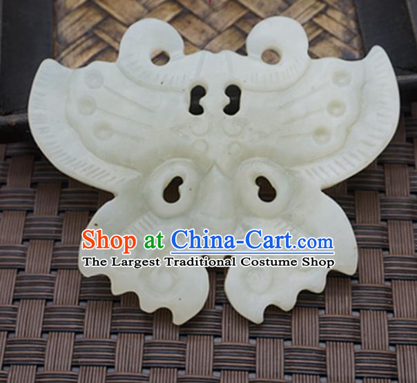 Handmade Chinese Carving Butterfly Jade Pendant Ancient Traditional Jade Craft Decoration