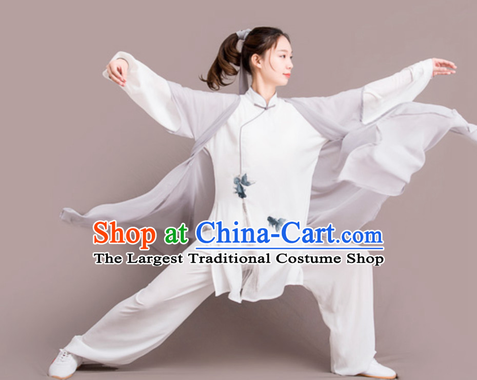 Fish Good Meaning Top Chinese Classical Competition Championship Professional Tai Chi Uniforms Clothing and Mantle Complete Set