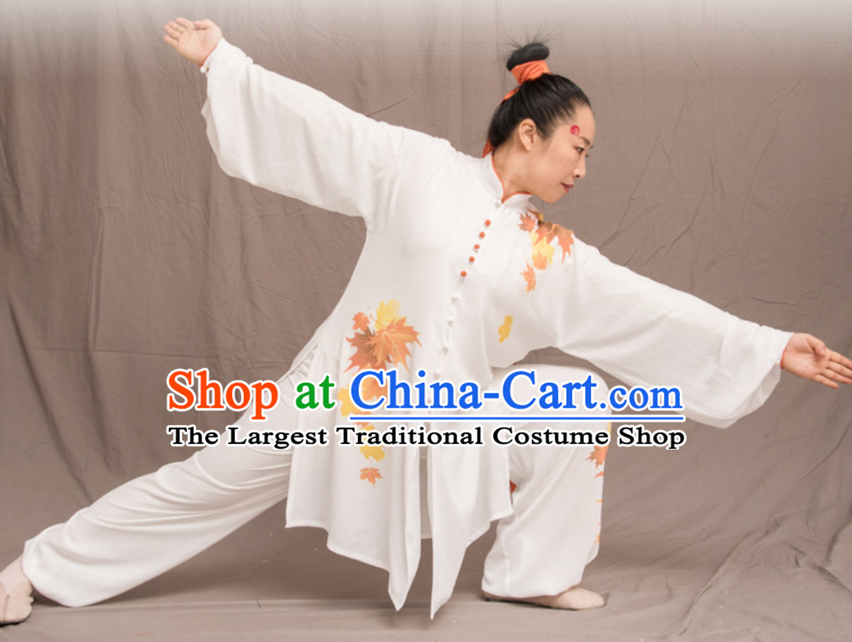 White Top Chinese Classical Competition Championship Professional Tai Chi Uniforms Taiji Kung Fu Wing Chun Kungfu Tai Ji Sword Master Dress Clothing Suits Clothing Clothes Complete Set