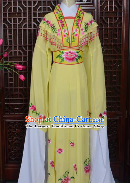 Handmade Chinese Beijing Opera Actress Embroidered Yellow Dress Peking Opera Princess Costume for Women