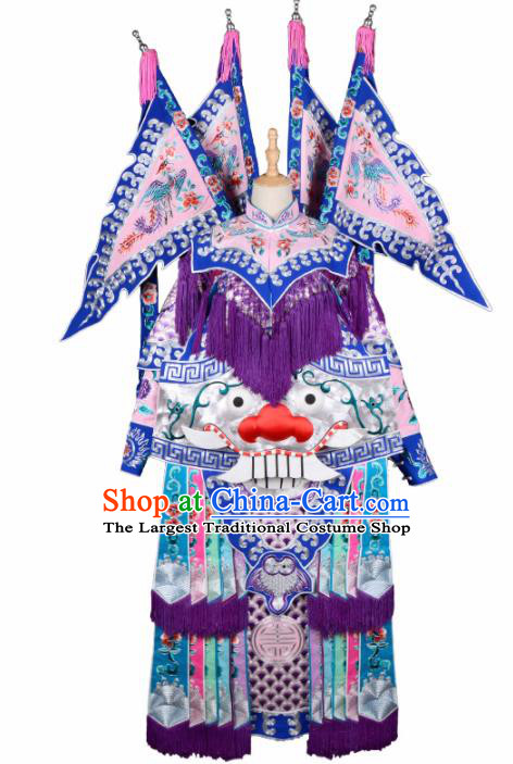 Handmade Chinese Beijing Opera General Guan Yu Pink Costume Traditional Peking Opera Takefu Embroidered Clothing for Men