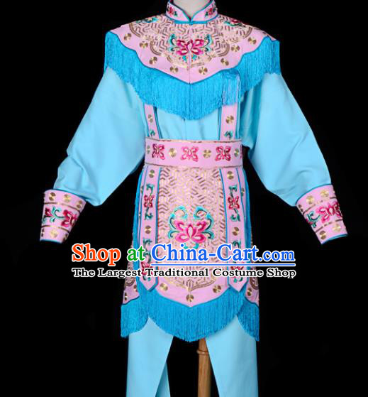 Handmade Chinese Beijing Opera Blues Embroidered Blue Clothing Traditional Peking Opera Diva Costume for Women