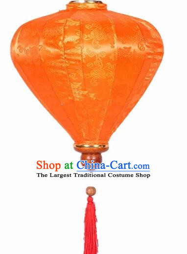 Chinese Traditional Lantern Handmade Orange Silk Lanterns Ceiling Lamp New Year Lantern