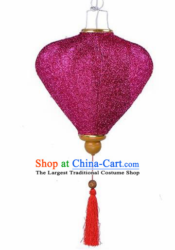 Chinese Traditional New Year Lantern Handmade Purple Silk Lanterns Ceiling Lamp