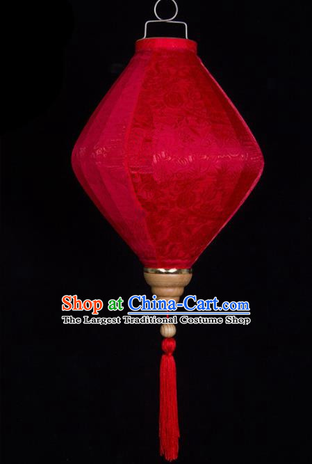 Chinese Traditional New Year Lantern Handmade Red Diamond Lanterns Ceiling Lamp