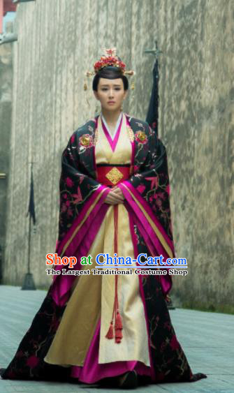 Chinese Ancient Drama Hoshin Engi Shang Dynasty Queen Jiang Historical Costume and Headpiece for Women