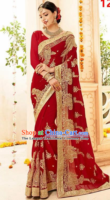 Asian India Traditional Court Queen Sari Dress Indian Bollywood Nobility Bride Costume for Women