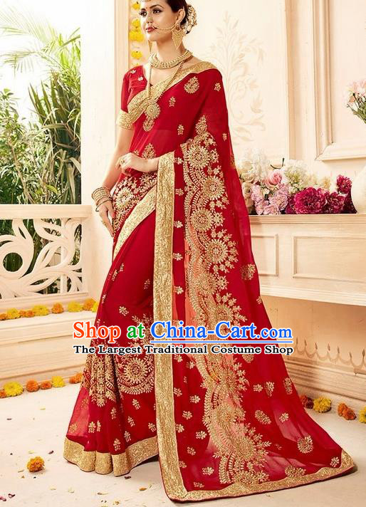 Asian India Traditional Sari Dress Indian Bollywood Court Queen Nobility Bride Costume for Women