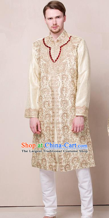 South Asian India Traditional Wedding Costume Asia Indian National Bridegroom Golden Suits for Men