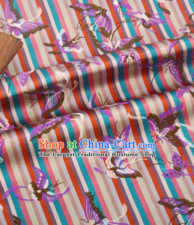 Chinese Traditional Purple Butterfly Pattern Design Brocade Silk Fabric Tang Suit Fabric Material