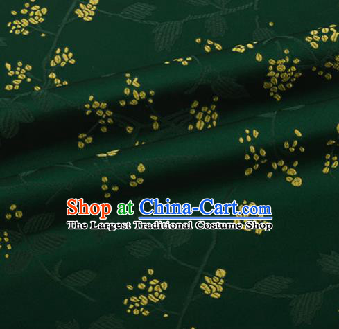 Chinese Traditional Hanfu Silk Fabric Pattern Design Deep Green Brocade Tang Suit Fabric Material